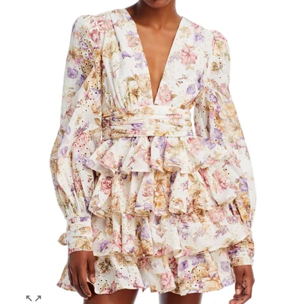 Line & Dot Floral Tiered Ruffle Blouse